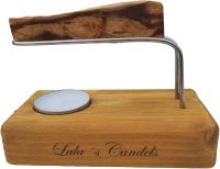 Marca Lalas Candels. Quemador de Palo Santo de madera color oro, soporte de Palo Santo de acero inoxidable, vela de té y Palo Santo. - details 3