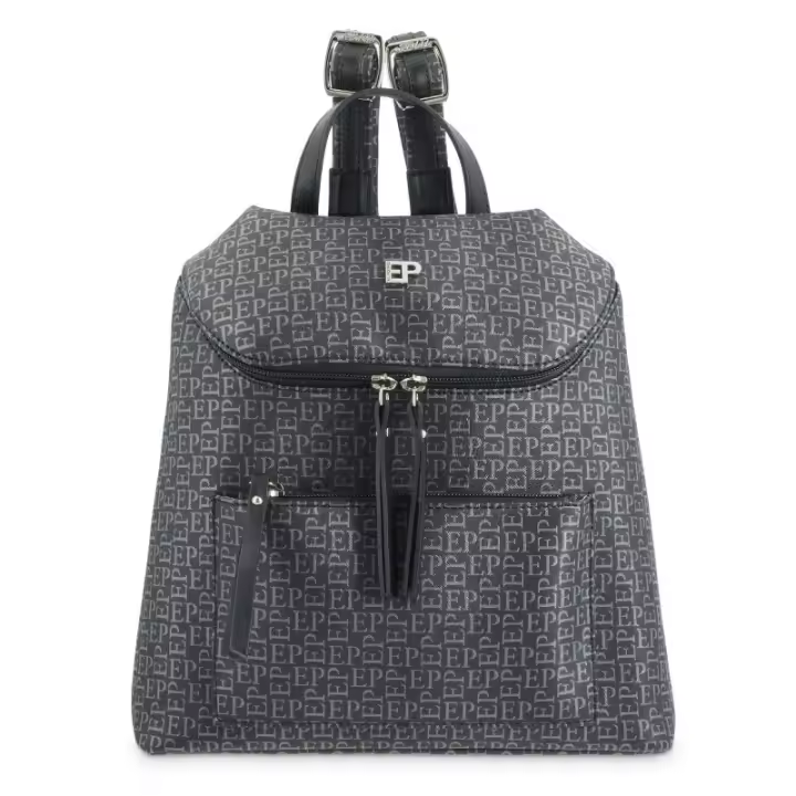 EL POTRO: MOCHILA MEDIANA DE LONA/PIEL 1700-INSIGNIA-NEGRO El Potro - 1
