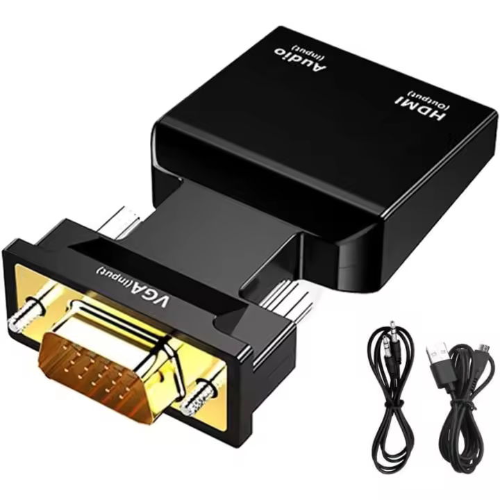 FGNS. VGA a HDMI Adaptador con Audio 1080P@60Hz, Conversor de PC Antigua a TV/Monitor con HDMI, Convertidor VGA Macho a HDMI Hembra Compatible para Ordenadores, Portátiles, PC, Proyectores,Monitores - 1