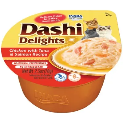 Inaba Inaba churu Dashi Delights Pollo con Atún y Salmón - Complemento alimentario para gatos - 1
