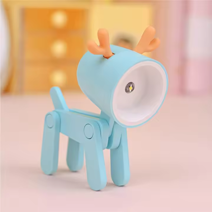 Bonita Luz de noche para niños, de Mesa minilámpara LED, Lámpara decorativa para Mesita de noche de Interior, decoración Azul (1 Ciervo Azul) - 1