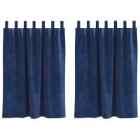 Cortinas Opacas vidaXL con Lazos de Colgar 2 pcs Azul Marino de Terciopelo - details 1