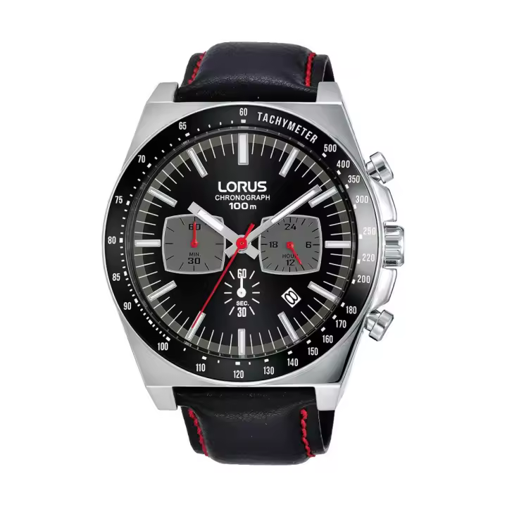 Lorus By Seiko Watches Reloj Hombre Sport Cronógrafo Correa Piel Acero 10 Atm , Color De La Pulsera Negro. - 1