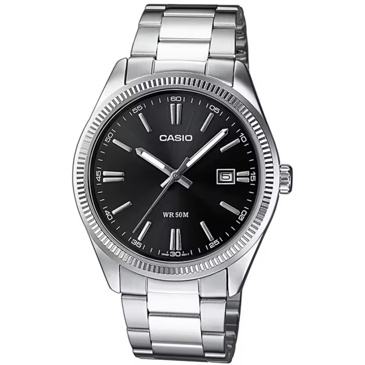 Reloj de pulsera CASIO Collection - MTP-1302D-1A1 correa color: Gris plata Dial Negro Hombre - 1