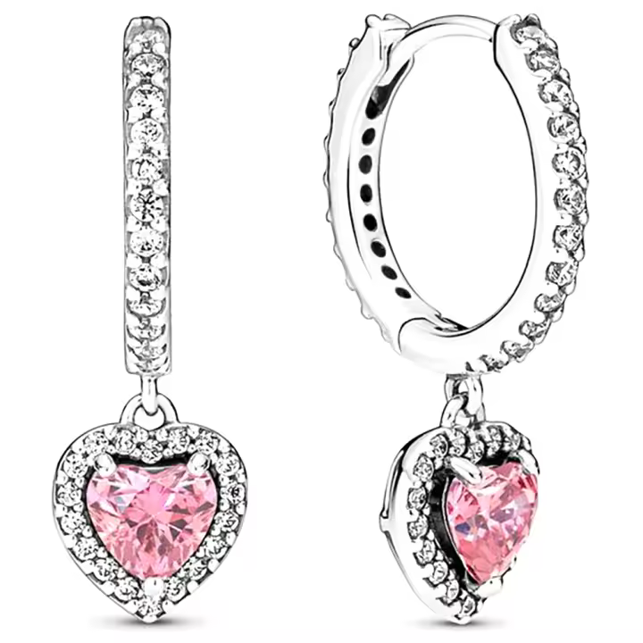 Pandora 291445C01 Pendientes de aro de plata de ley Halo Heart Bling 8.07*24.67*15.67 mm - 1
