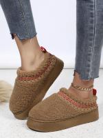 Botas De Nieve Para Mujer Con Suela De Cashmere Grueso Y Plataforma Botas Cortas De Algodón Con Flip-flops Planas Cierre De Cordón Suela De Goma Talla Única - details 5