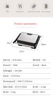 Grill multitifción con Placas antiadherentes de Aperture de 180 Grados, System de Bisagra flotantes para ajustar a Poco tamaño de pan o carne, ASA de Toque frío, fácil de limitar y 800-1000W de Potencia - details 0