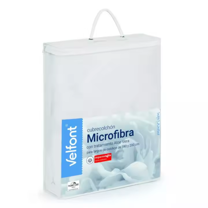 Cubrecolchon  acolchado impermeable de microfibra Velfont con tratamiento aloe vera.Protección total contra los liquidos. - 1