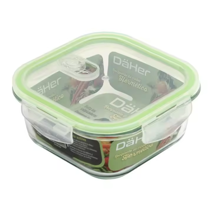 Recipiente hermético de cristal con válvula activa 800ml, cuadrado - 1