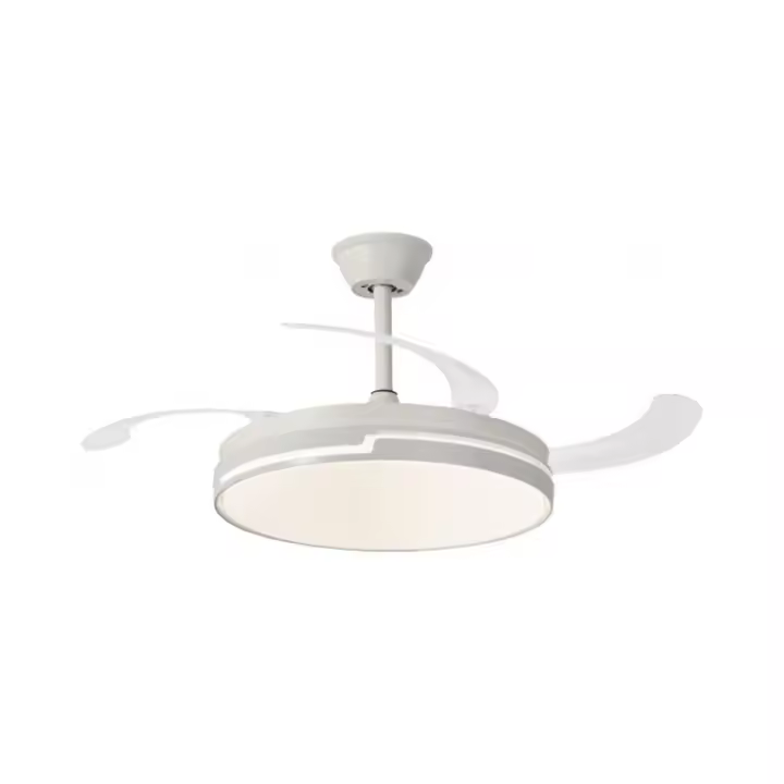 NARVI Ventilador de techo Blanco, con 3 Palas retráctiles transparentes, Motor DC 30W, Luz LED 45W, Regulable en intensidad de luz y Tonalidad.   Con Memoria Y Mando a distancia. REF. BRASIL 7030 WH - 1