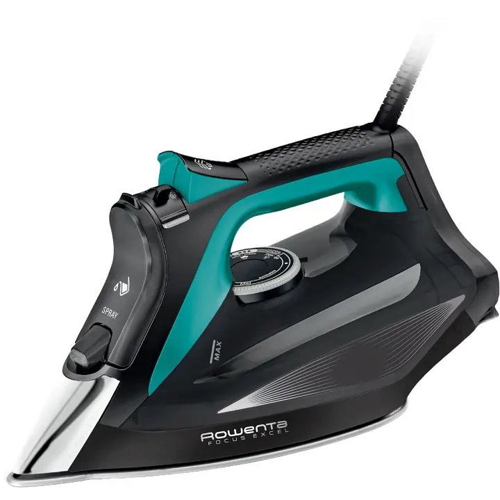 Plancha de vapor - Rowenta Focus Excel DW5326D1, 2700 W, 200 g/min, 0.3 L, Microsteam 400 HD Laser, Antigoteo, Antical, Vapor Vertical, Aguamarina - 1