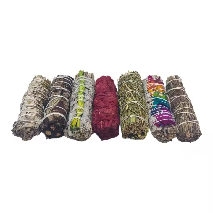 Pack Sahumerio para Quemar con Sangre de Dragón, Romero, Salvia Blanca, Ruda, Trenza, Yerba Santa y Flores de Colores - 1
