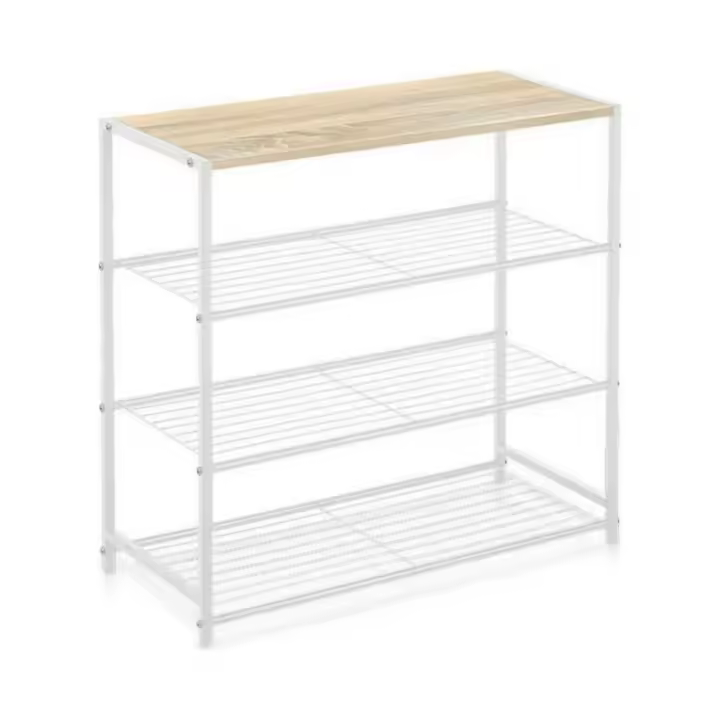 ARISE SHOP-Estanteria 3 niveles Metal Madera en Blanco Estanteria organizador Cocina Dormitorio Escritorio Zapatero 60 x 30 x 43 cm - 1