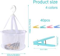 40 Pinzas de Tender de Plástico de Colores con Cesta para Pinzas, de tipo Bolsa de Malla Blanca, Pinzas de Colada para Ropa, Pantalon, Ropa Interior, Calcetines, Toallas de Playa. Accesorios para Tendedero - details 1