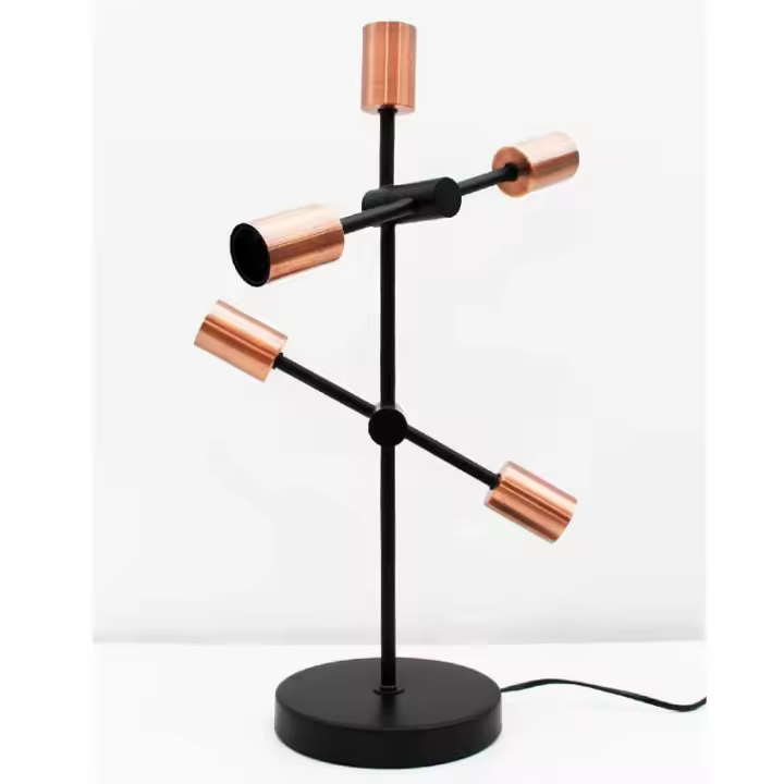 Sklum Lámpara de Mesa Iron Lamp 5 Portalámparas Negro/bronce Ø18x59 Cm Estilo Industrial - 1