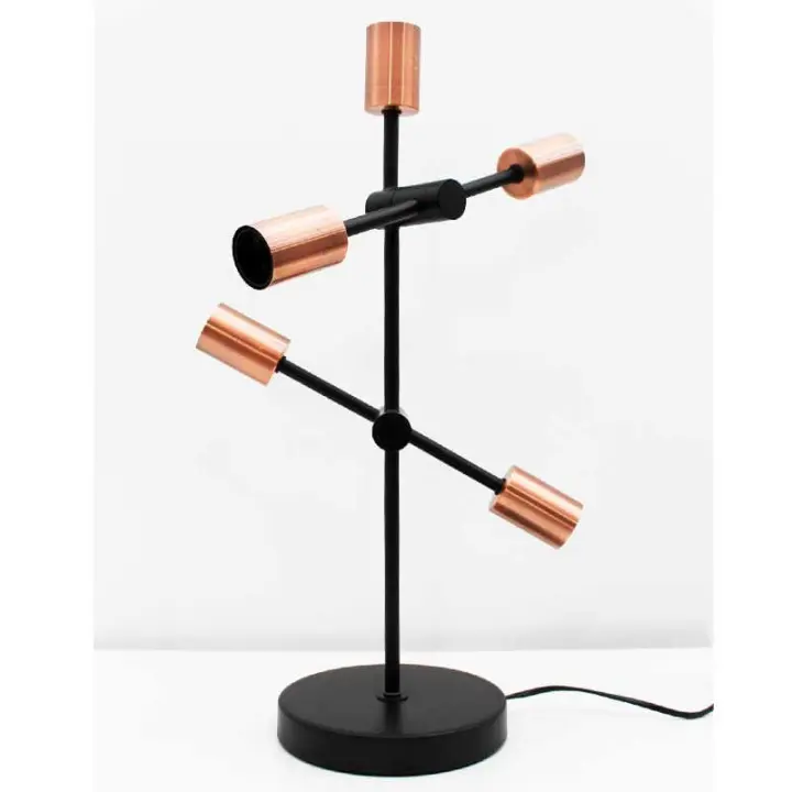 Sklum Lámpara de Mesa Iron Lamp 5 Portalámparas Negro/bronce Ø18x59 Cm Estilo Industrial - 1