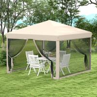 Outsunny Carpa Plegable 3x3 para Exterior Cenador de Jardín Portátil con Mosquiteras Bolsa de Transporte Marco de Acero y Tela Oxford Resistente para Fiestas Camping Beige - details 1