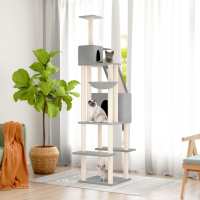 vidaXL Rascador para gatos con postes de sisal 201 cm Color Crema,  Gris claro, y mas - details 1