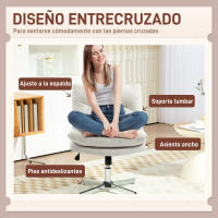 HOMCOM Silla de Escritorio sin Brazos Silla de Oficina con Altura Ajustable Función de Basculante Base Cruzada y Asiento Amplio Silla para Estudio Dormitorio Gris Claro - details 0