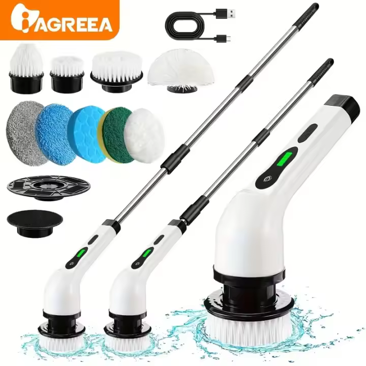 ZC Limpieza Eléctrica Con Cepillo Rotatorio Para Piso Set De 1 Con 7 Cabezas De Cepillo Interchangeables Escobilla Eléctrica Wireless Para Limpieza Doméstica - 1