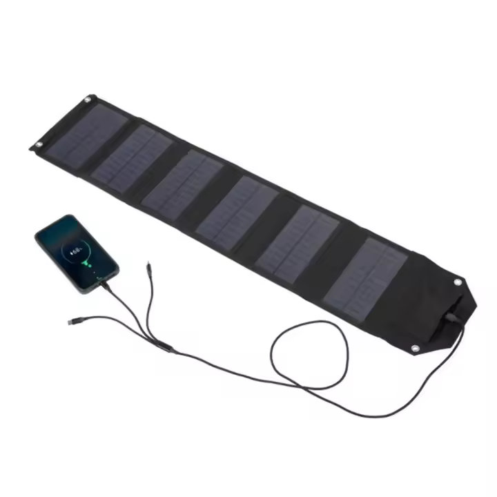 Panel Solar Plegable ALMALUX 60W Portátil 6 Paneles 2 USB con Cable 3 en 1 para Camping Viajes Emergencias Exterior Rápido - 1