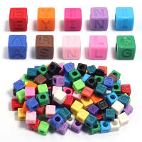 50Pcs Abalorios De Letras Acrílicas Colores Variados Cuadrados Espaciadores Sueltos Para Accesorios De Joyería DIY Pulseras Cadena De Teléfono - details 1