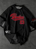 Camiseta Gráfica Casual Para Hombres Boston 23 Negro Manga Corta Cuello Redondo Ajuste Cómodo Deportiva Camiseta Gráfica De Estilo Casual - details 2