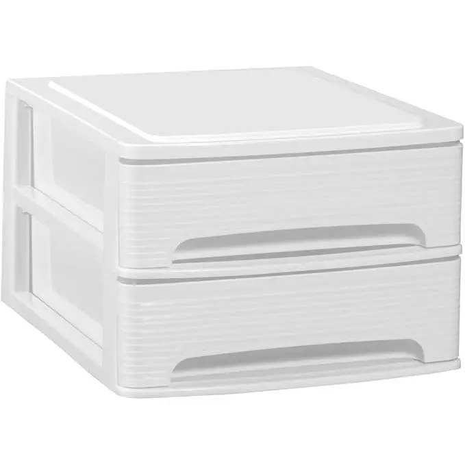 COM-FORT HOUSE  Cajonera Apilable de Plástico  Modelo Lineas  Color Blanco Cajones de Almacenamiento Modular - 1
