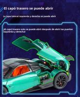 Modelo De Coche Deportivo PAGANI Huayra BC a Escala 1:24 Con Absorción De Choque Luz Y Sonido Vehículos Con Función Retroalimentación Regalo Para Niños Metal Verde Blanco Plateado - details 9