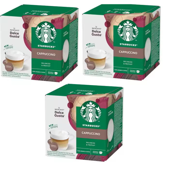 STARBUCKS CAPPUCCINO de Nescafé Dolce Gusto Cápsulas de Café Capuchino 3 x 12 (36 Cápsulas, 18 Bebidas) - 1