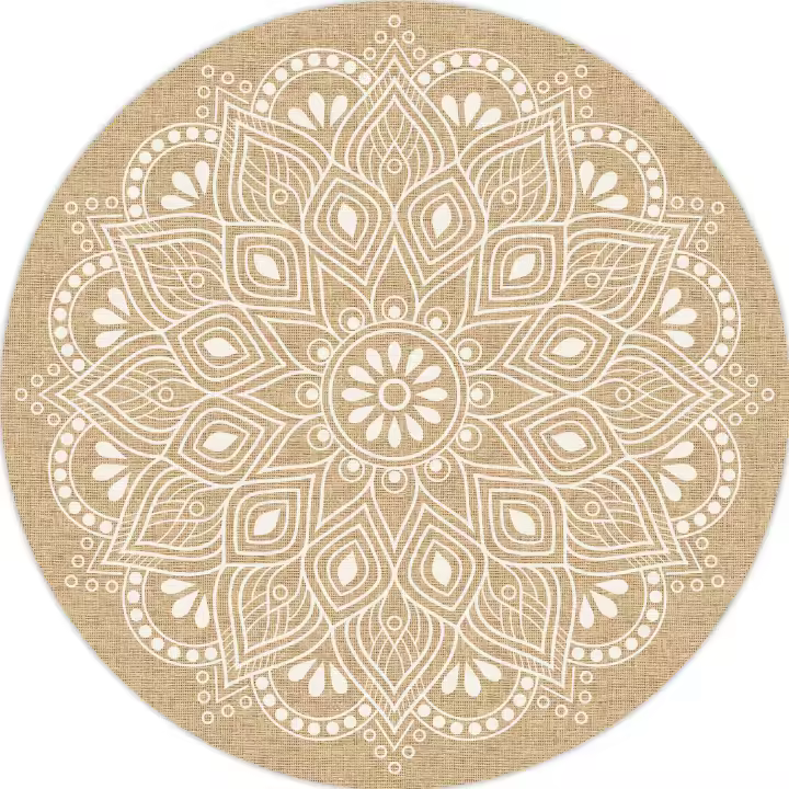 VINILIKO, Alfombra interior/exterior PVC Mandala Shanti redonda, imitación textura natural - 1