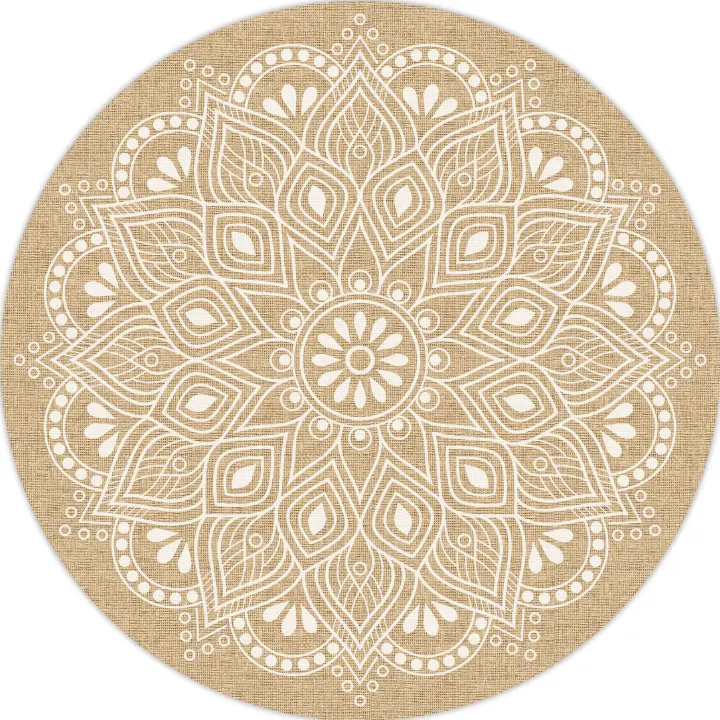VINILIKO, Alfombra interior/exterior PVC Mandala Shanti redonda, imitación textura natural - 1