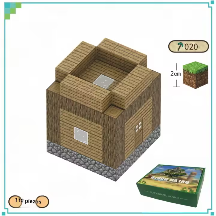 Cubo De Construcción Magnético World Mine Para Niños Y Niñas Edad 3+ Juguete De Puzzle De Artesanía DIY Regalo Educativo - 1
