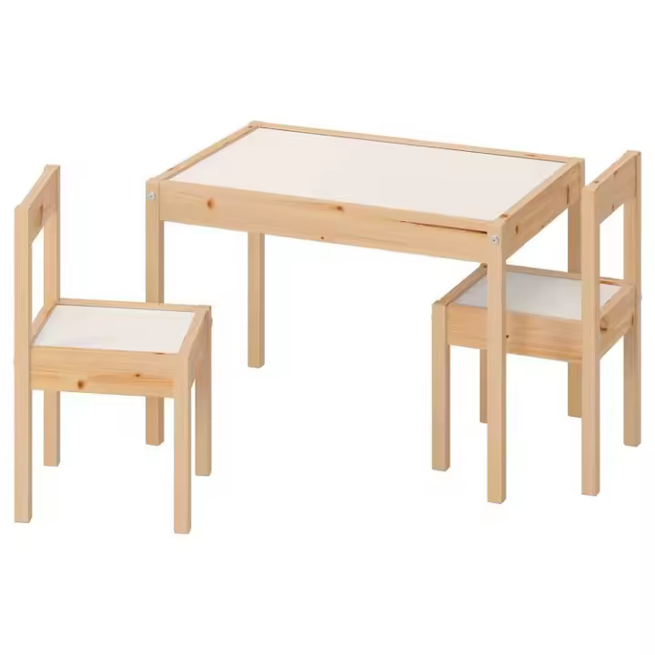 Mesa para niños Lätt Ikea con dos sillas blanco / pino - 1