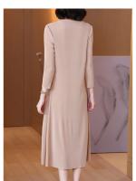 Vestido Plisado Estilo Miyake Para Mujer Nueva 2025 Color Sólido Falso Dos Piezas Cuello Redondo Manga Larga Talla Grande Suelta Falda Plisada - details 12