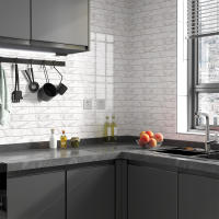 Pegatinas De Pared Self-Adhesive Imitación De Azulejos Cristalinos Blancos 16 Piezas Resistente Al Agua Y Humedad Estilo Clásico Para Decoración Del Hogar - details 1