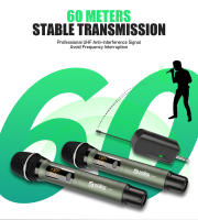 Micrófono Inalámbrico UHF Rechargeable 2 Canales Microfonos Dinámicos Ajustable Frequence Para Escenario 200 Pies DL602 - details 2