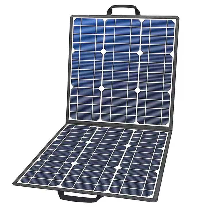 Panel solar portátil Flashfish SP18V 100W con conector 4 en 1, doble salida USB portátil y plegable, compatible con la mayoría de las estaciones de energía para camping, viajes en furgoneta y RV al aire libre - 1