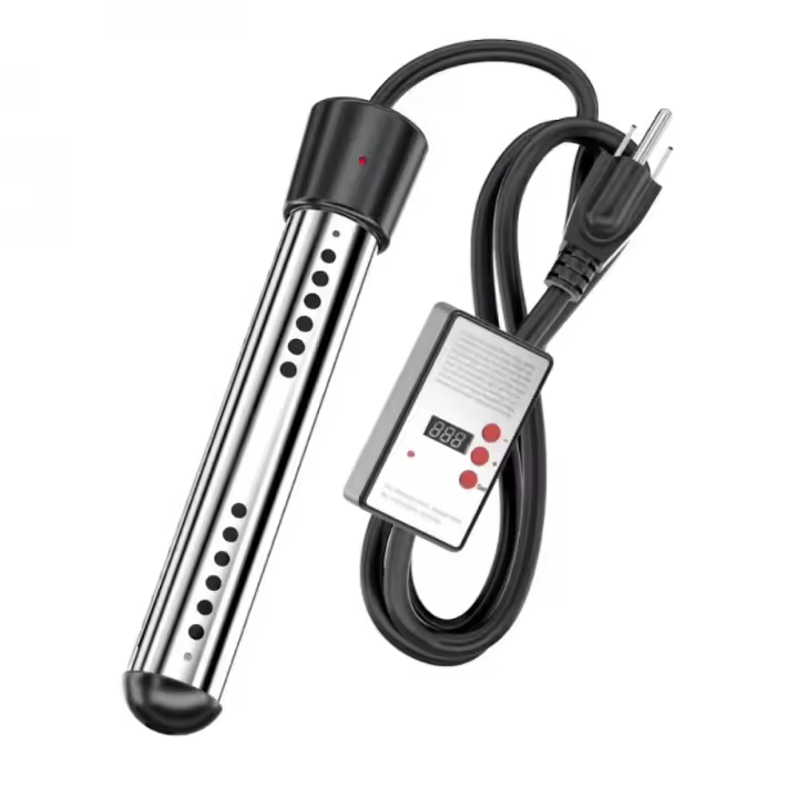 Calentador de agua eléctrico de inmersión portátil, calentamiento rápido, bañera para piscina enterrada, calentador de agua eléctrico para camping, calienta 5 galones de agua en minutos (rosa/amarillo/negro) - 1