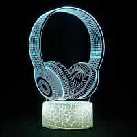 Lámpara De Noche 3D Ilusión De Auriculares Monitores De Estudio Luz De Mesa Para Habitación Colores Con Ilusión De Auriculares Para Niños - details 1