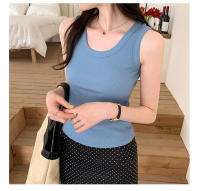 Top Corto De Verano Para Mujer Sin Mangas En Estilo Casual Suéter De Encaje Con Ribbing Solido Camiseta De O-Neck Moda Urban Streetwear - details 30