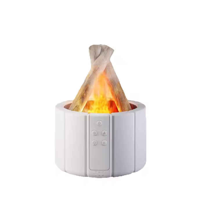 Hoguera Difusor Aceites Esenciales con Efecto Llama, 250ml Humidificador de Aroma, 3 Temporizadores, con Control Remoto, Luz Ajustable, Apagado Automático, Difusor de Fuego Súper Silencioso - 1