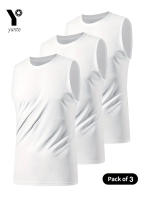 Chaleco Deportivo Para Hombre Blanco Talla S M L Elegante Cuello Redondo Transpirable Fibra Elástica Suave Para Primavera Verano Otoño - details 1