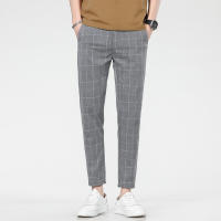Pantalones De Correr Para Hombre 2025 Calidad Superior Rayados Cuadros De Talla Alta Largo Hasta La Rodilla Gris Negro Pantalones Rectos Estilo Coreano - details 3