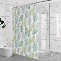 Cortina de Ducha,Impermeable y Resistente al Moho Cortinas de Baño de Hojas Verdes, Cortina Ducha Verde 180 x 200cm - details 2
