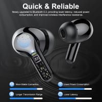 Auriculares Inalámbricos Bluetooth, Auriculares Bluetooth 5.3 con Controlador de 14,2 mm, Sonido Envolvente, 40Horas Cascos Inalámbricos con Reducción de Ruido, Pantalla LED, IP7 Impermeable, Blanco - details 3