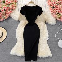 Vestido Elegante De Mujer YuooMuoo Primavera Verano 2025 Cuello Cuadrado Blanco Negro Suéter Bodycon Estilo Oficina Lady Longitud De Rodilla - details 3