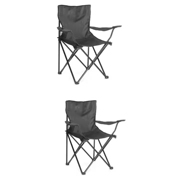 OFERTA[PACK 2]Silla Plegable de Camping de Acero, 50x50x80cm, Silla de Acampada Plegable, Ideal para Camping o Pesca, Estructura de Acero Resistente y Asiento de Lona Impermeable - 1