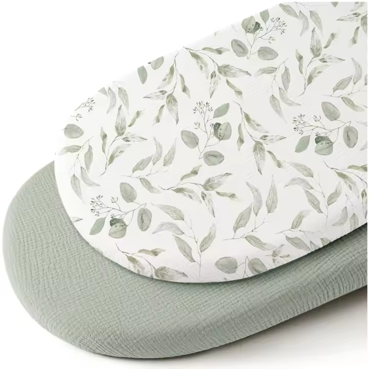 Sábana de gasa de algodón para bebé, color liso, tela arrugada, juego de cama para bebé, funda completa, dos piezas, sábana de gasa de doble capa - 1