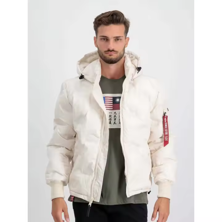 Abrigo ALPHA INDUSTRIES HOODED LOGO. Con capucha desmontable. Talla S. - 1